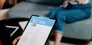 person checking CV details