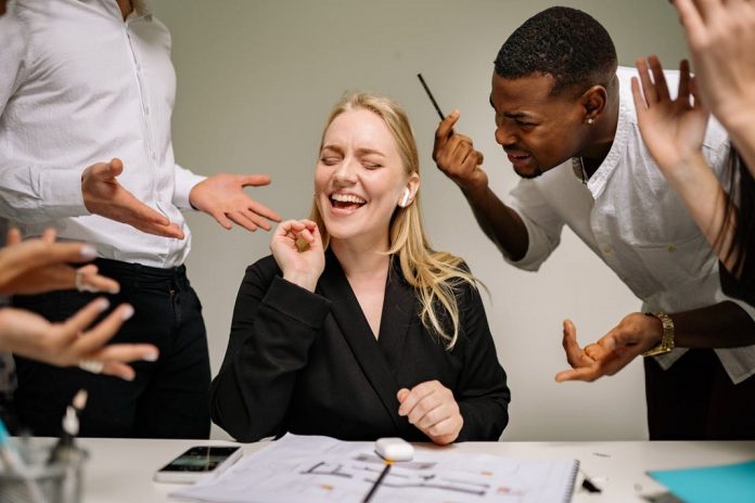 office worker trying to avoid argument