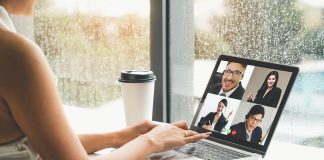 remote worker attending an online meeting