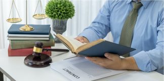 Legal person reviewing documents