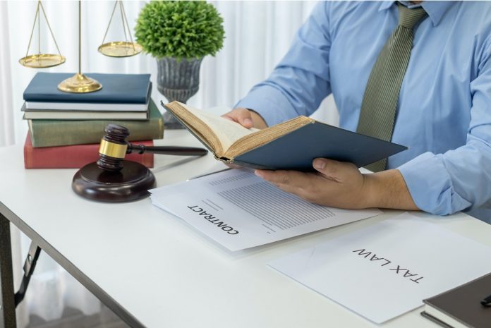 Legal person reviewing documents